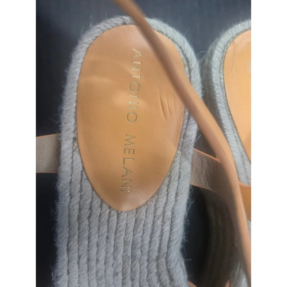 Antonio Melani Womens Peach Orange Leather Espadrille Wedge Sandals Size 8.5 M